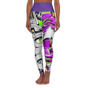High Waisted Yoga Leggings, Street Art